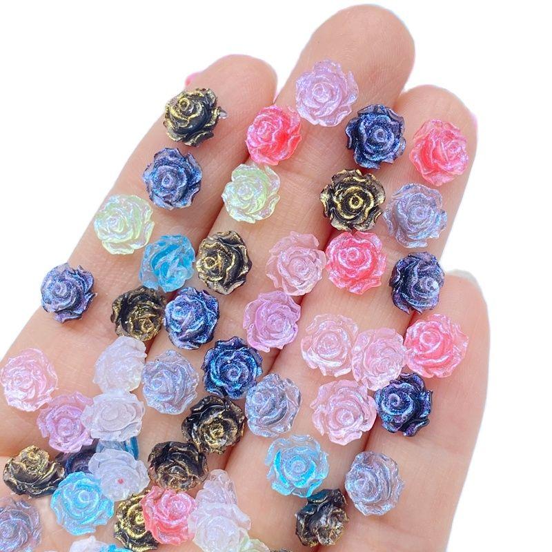 10pcs Mini Rose Resin Nail Art Decorations