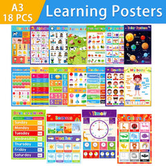 18 Themes Educational Posters for Toddlers Kids Children