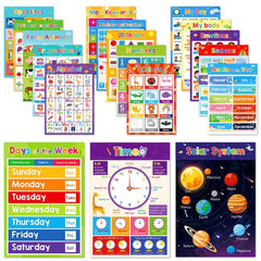18 Themes Educational Posters for Toddlers Kids Children