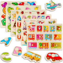 Wooden Peg Puzzles Set For Toddlers Educational Toy