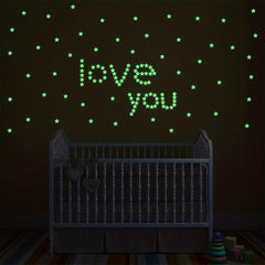 100pcs Colorful Luminous Stars & Moon Wall Stickers for Kids Bedroom