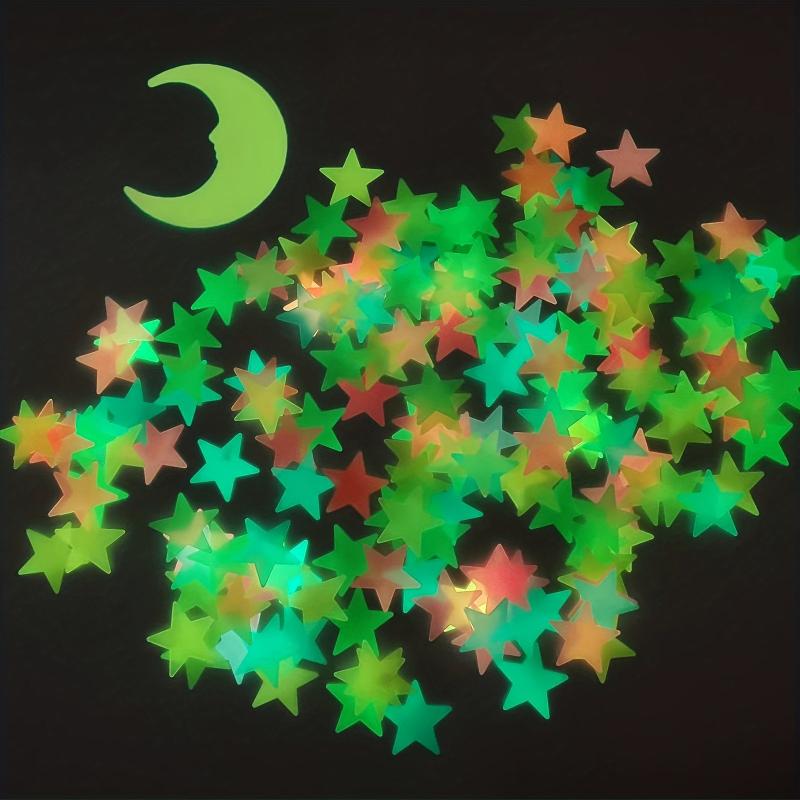 100pcs Colorful Luminous Stars & Moon Wall Stickers for Kids Bedroom