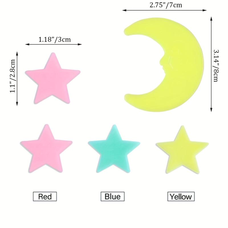 100pcs Colorful Luminous Stars & Moon Wall Stickers for Kids Bedroom