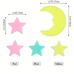 100pcs Colorful Luminous Stars & Moon Wall Stickers for Kids Bedroom