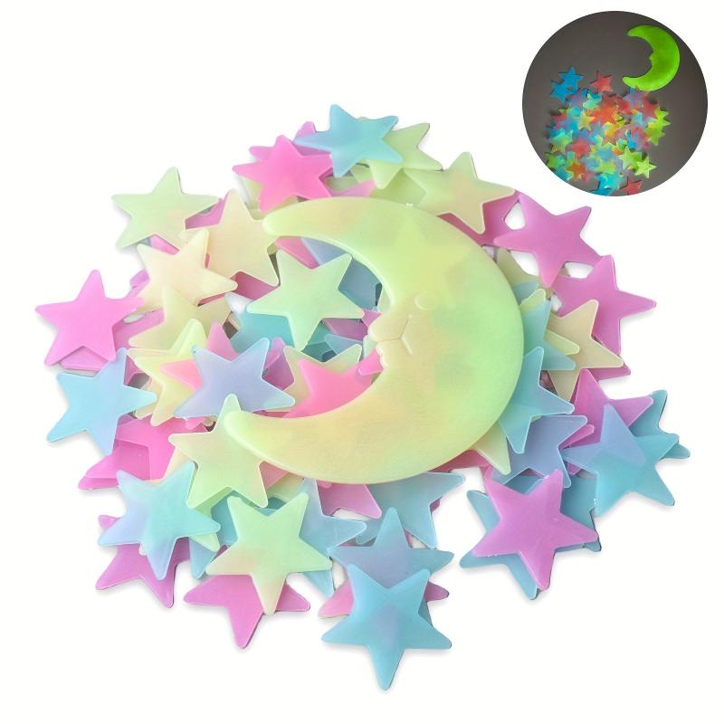 100pcs Colorful Luminous Stars & Moon Wall Stickers for Kids Bedroom