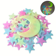 100pcs Colorful Luminous Stars & Moon Wall Stickers for Kids Bedroom
