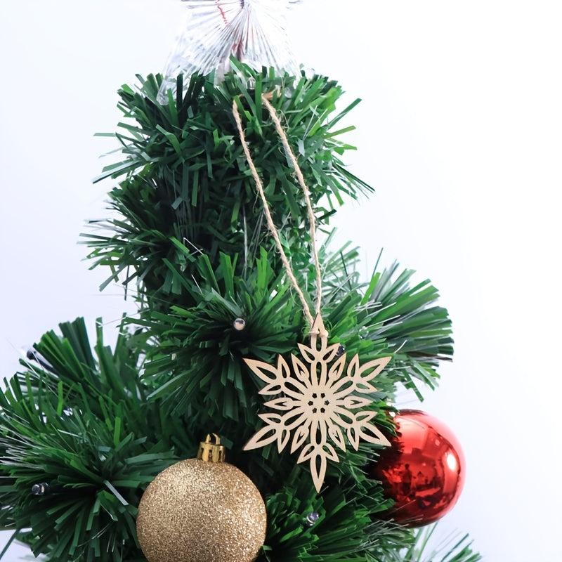 10pcs Wooden Snowflake Ornaments Christmas Tree Hanging Ornaments