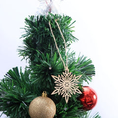 10pcs Wooden Snowflake Ornaments Christmas Tree Hanging Ornaments