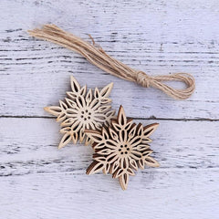10pcs Wooden Snowflake Ornaments Christmas Tree Hanging Ornaments