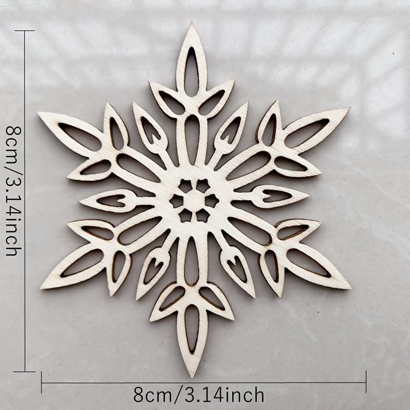 10pcs Wooden Snowflake Ornaments Christmas Tree Hanging Ornaments