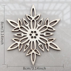 10pcs Wooden Snowflake Ornaments Christmas Tree Hanging Ornaments