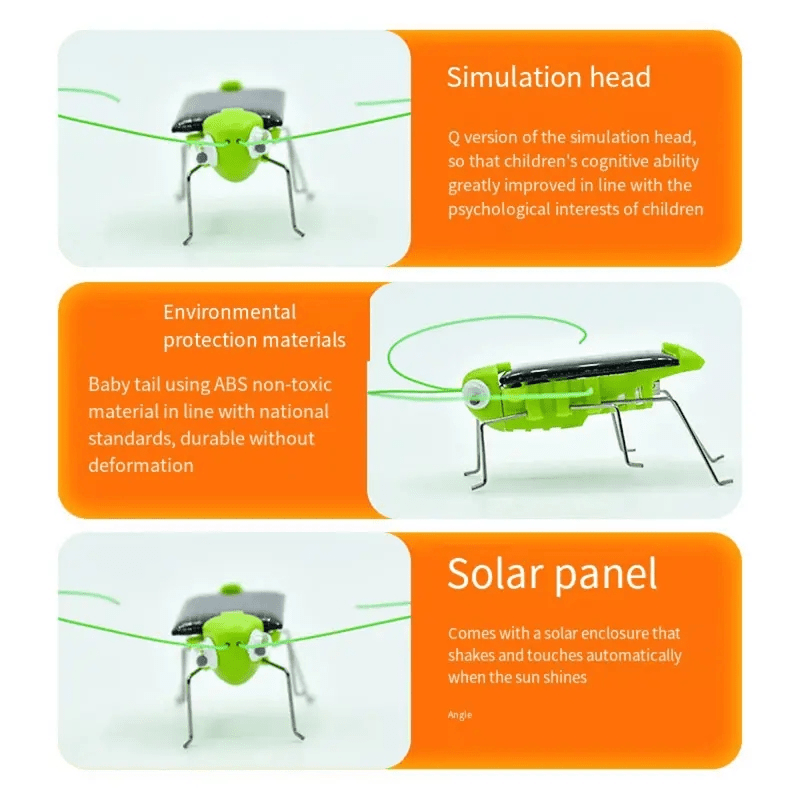 Solar Powered Grasshopper Toy - Fun Science Learning Gift for Kids