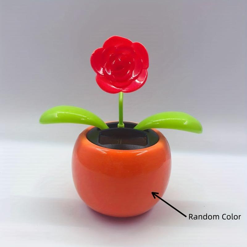 Solar Educational Toys Car Ornaments Shaking Head Rose Sunflower