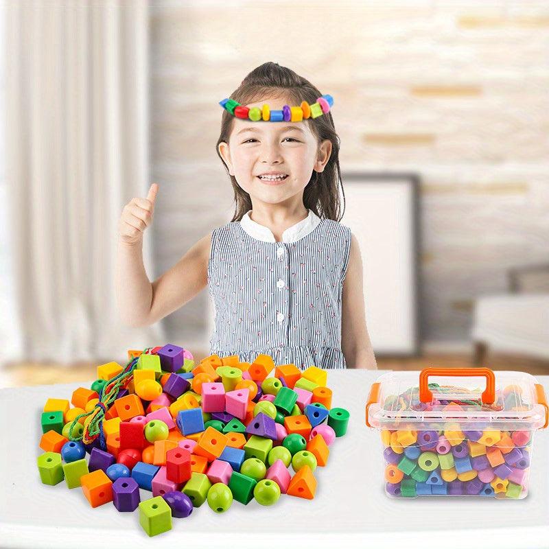 Kids Beaded Building Blocks Toys Geometric Shape Bracelets