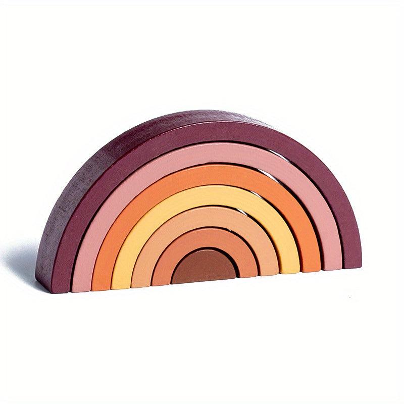 Kids Rainbow Building Blocks Wooden Toys Stacking Music Educational