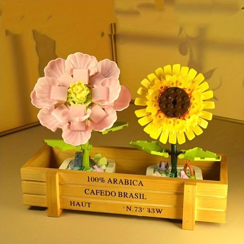 Kids Building Blocks Bouquets & Insert Toys Home Office Plant Decoration Gift