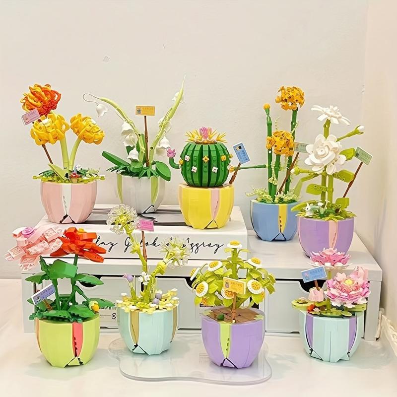 Kids Building Blocks Bouquets & Insert Toys Home Office Plant Decoration Gift