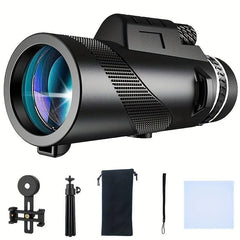 80X100 HD Monocular Telescope Long Range Zoom With Tripod Phone Clip