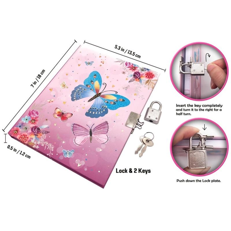 160 Pages Kids Diary with Lock 7x5 3 Inch Secret Pink Journal