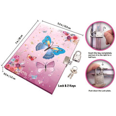 160 Pages Kids Diary with Lock 7x5 3 Inch Secret Pink Journal