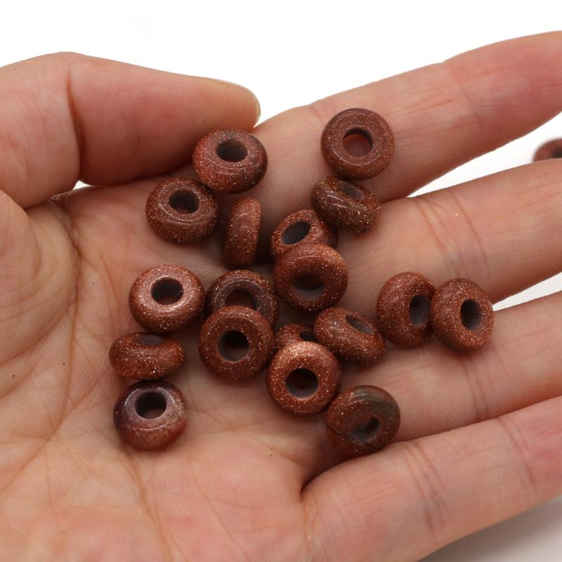 20pcs Natural Stone Large Hole Beads 5x10mm 4mm Diameter