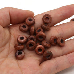 20pcs Natural Stone Large Hole Beads 5x10mm 4mm Diameter