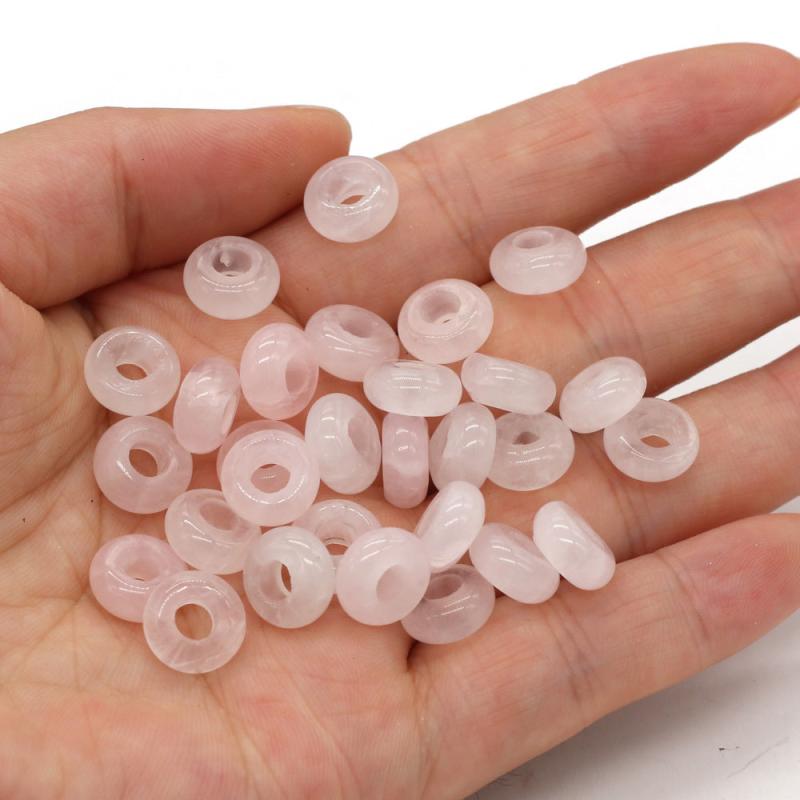20pcs Natural Stone Large Hole Beads 5x10mm 4mm Diameter