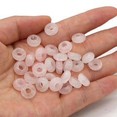 20pcs Natural Stone Large Hole Beads 5x10mm 4mm Diameter