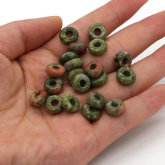 20pcs Natural Stone Large Hole Beads 5x10mm 4mm Diameter