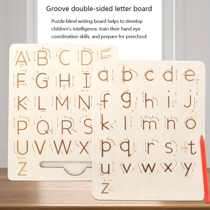 Wooden Alphabet Tracing Board - Double Sided - Learn ABCs