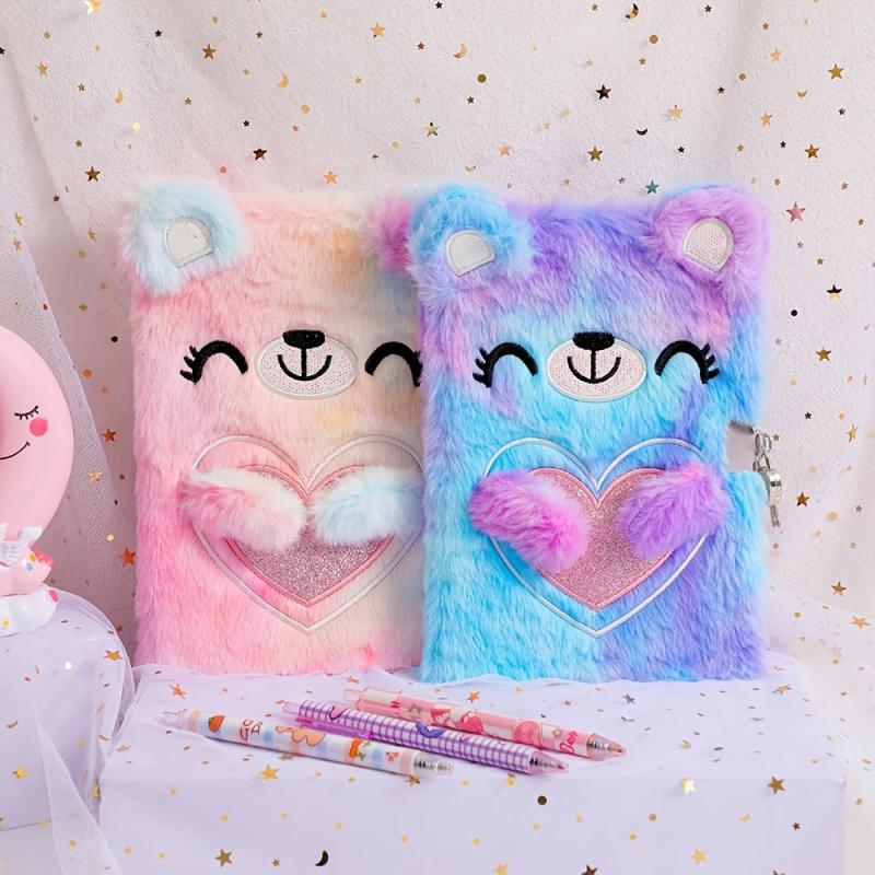 Children's Cartoon Bear Plush Notebook Girl Diary Gift Book