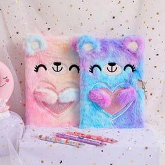 Children's Cartoon Bear Plush Notebook Girl Diary Gift Book