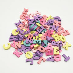 50Pcs Wooden Letters Numbers DIY Ornaments Decorative Wood Chips
