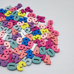 50Pcs Wooden Letters Numbers DIY Ornaments Decorative Wood Chips