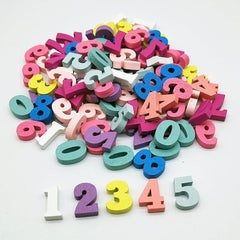 50Pcs Wooden Letters Numbers DIY Ornaments Decorative Wood Chips