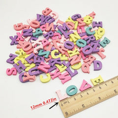 50Pcs Wooden Letters Numbers DIY Ornaments Decorative Wood Chips