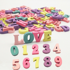 50Pcs Wooden Letters Numbers DIY Ornaments Decorative Wood Chips