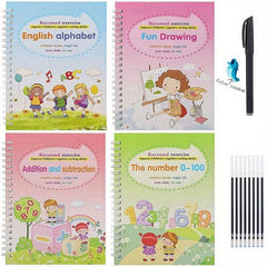 4 Reusable Magical Handwriting Workbooks Practice Copybook for Children