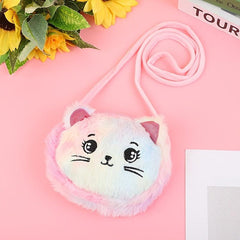 Cartoon Kids Plush Satchel Girl Student Shoulder Bag Baby Small Bag Coin Purse