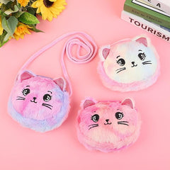 Cartoon Kids Plush Satchel Girl Student Shoulder Bag Baby Small Bag Coin Purse