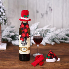 Christmas Winebottle Cover Hat Scarf Party Decor