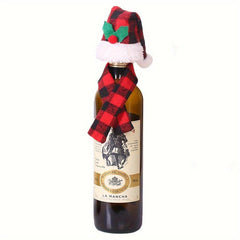 Christmas Winebottle Cover Hat Scarf Party Decor