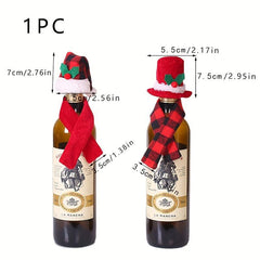 Christmas Winebottle Cover Hat Scarf Party Decor
