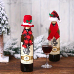 Christmas Winebottle Cover Hat Scarf Party Decor