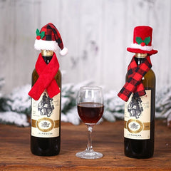 Christmas Winebottle Cover Hat Scarf Party Decor