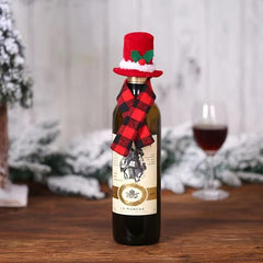 Christmas Winebottle Cover Hat Scarf Party Decor