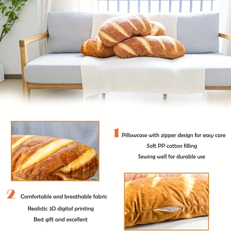 8in Soft Bread Pillow 3D Plush Toy Lumbar Back Cushion for Kids Girls