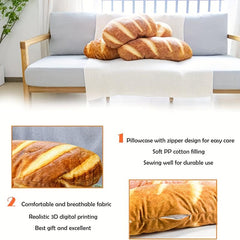 8in Soft Bread Pillow 3D Plush Toy Lumbar Back Cushion for Kids Girls
