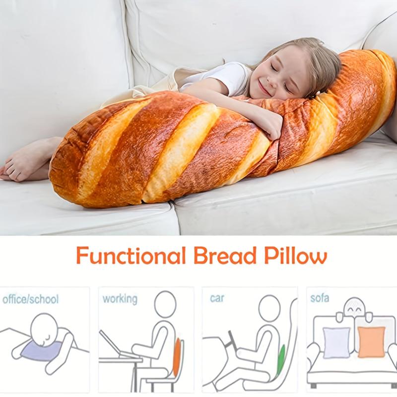 8in Soft Bread Pillow 3D Plush Toy Lumbar Back Cushion for Kids Girls