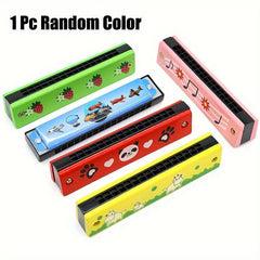 Double Row 16 Holes Harmonica Metal Painted Steel Mouth Organ For Children